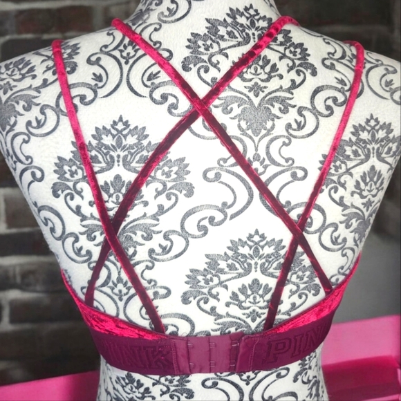 PINK by VS Velvety Red Bralette- Medium - Picture 2 of 4